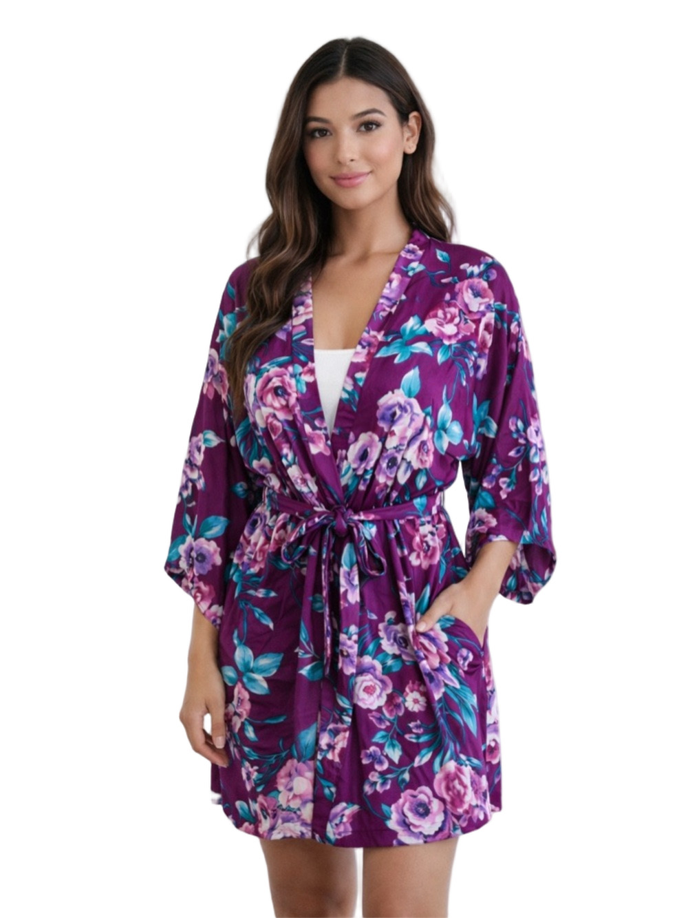 Linea Donatella Purple and Pink Floral Kimono